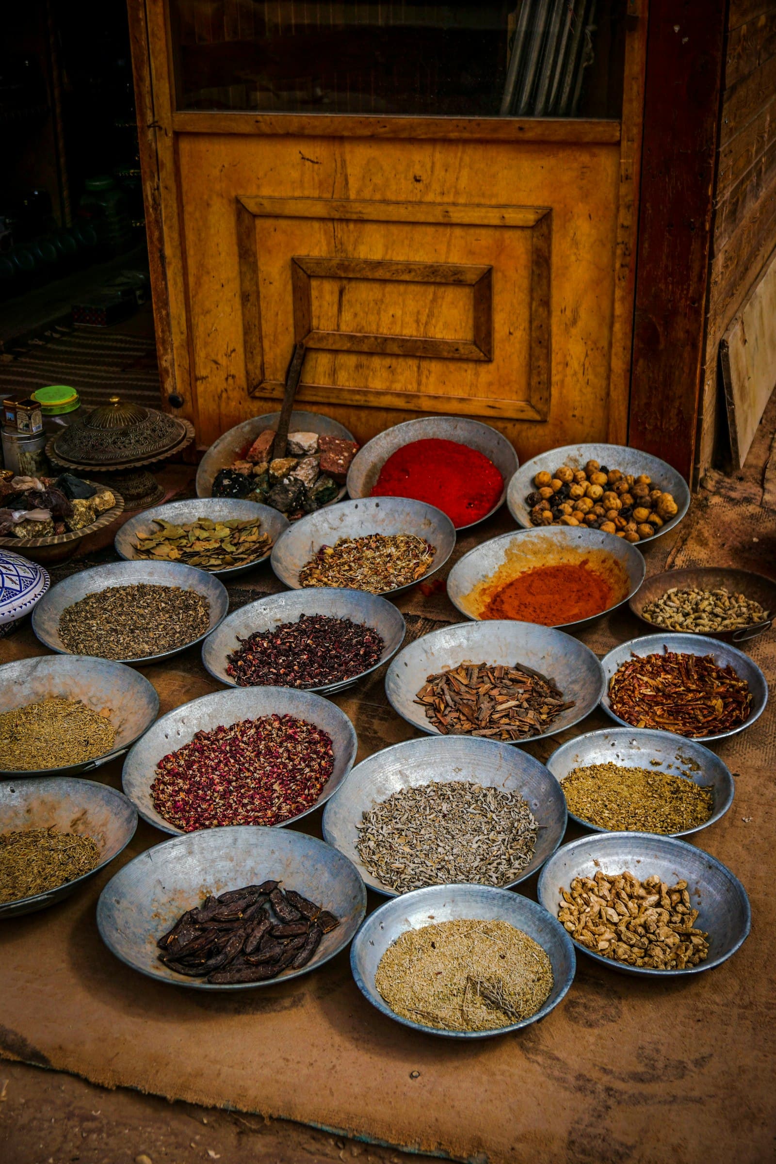 Whole spices laid out before the tadka goes in